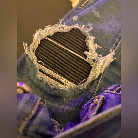 NWT Rare ladies amiri mx1 medium indigo ankle zipper leather patchwork pleated - Picture 13 of 17